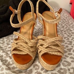 Twine rope wedged heels